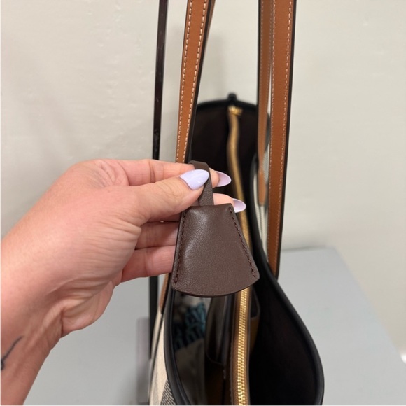 Tory Burch Perry Gingham Triple-Compartment Tote Bag - Picture 5 of 8